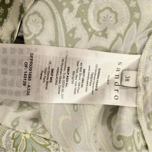 SANDRO PARIS Geraldine Graphic-Print  Mini Dress Sage Green Size FR 38 US6 - Picture 9 of 15